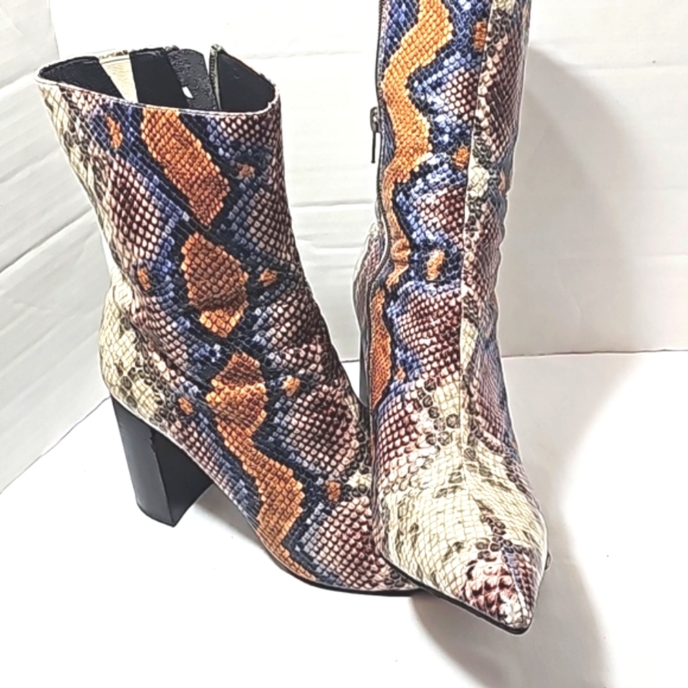 Jeffrey Campbell Multicolor Snake Print Ankle Boots